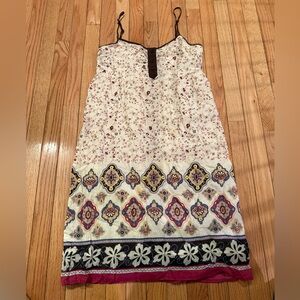 Mossimo Supply Co. Cream Brown Babydoll Patterned  Midi Dress Festival concert